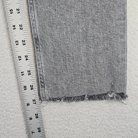 Agolde Nico High Rise Slim Jeans Womens 31 Raw Hem Ankle Button Fly Chime Gray - Picture 10 of 11